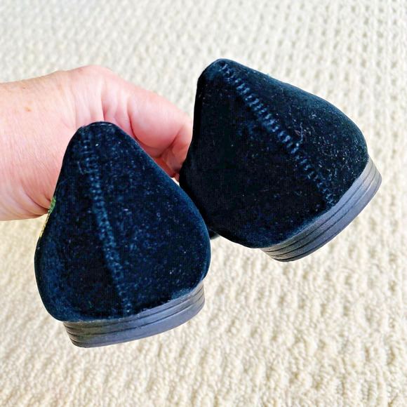 Vintage Pritzi Christmas Holiday Flats Dressy Shoes Black Velvet & Embroidery 7M - Picture 6 of 13